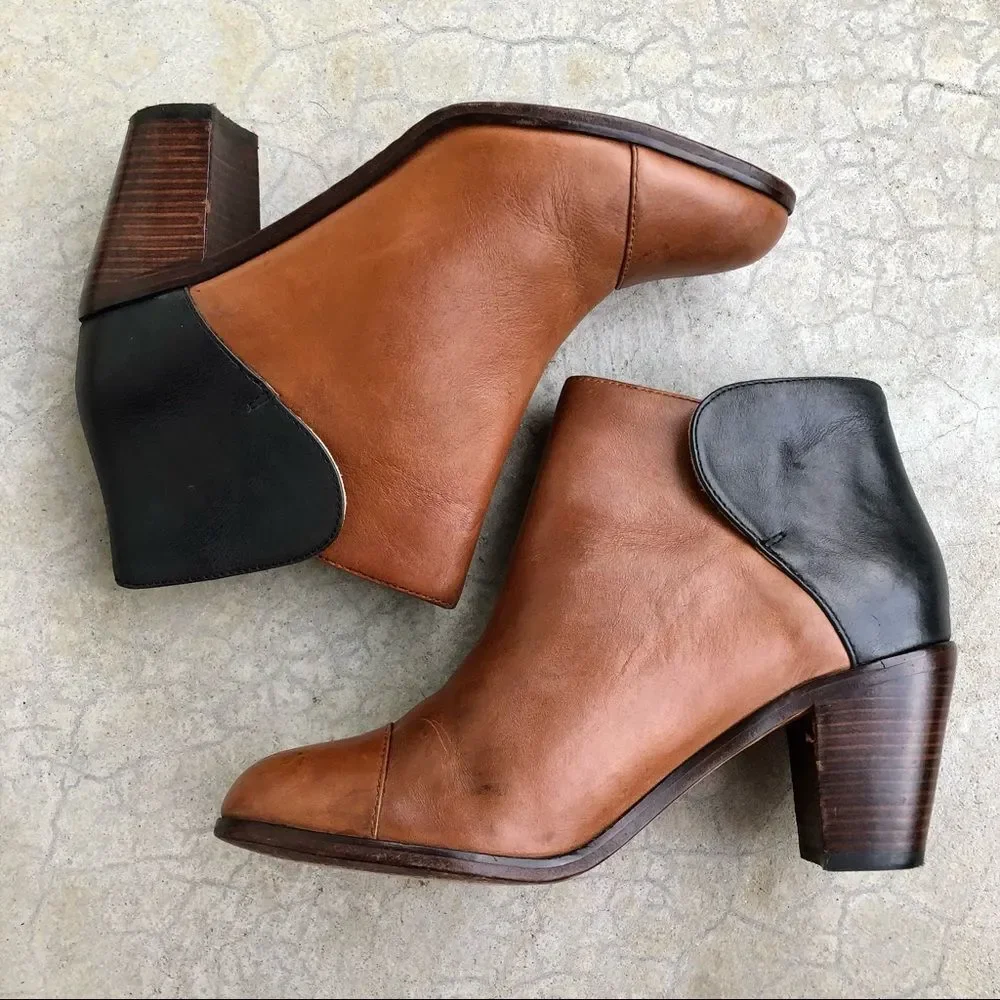 Wolverine 1000 Samantha Pleet Ankle Boots Black Brown Colorblocked 9